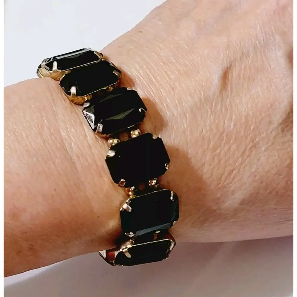Black Lucite Stretch Bracelet,‎ 5/8